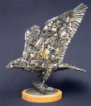 廢銅爛鐵制作的動物家飾