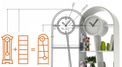 能當書架使用的老式座鐘